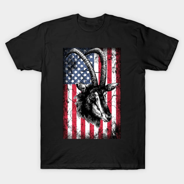 Patriotic Antelope American Flag T-Shirt by Sinclairmccallsavd